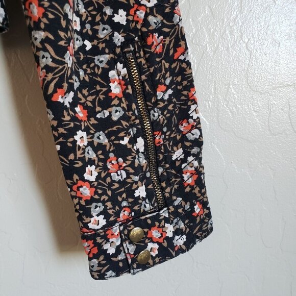 Anthropologie Hei Hei Tinsley Floral Moto Zip Jacket Black Sz 4 Dark Cottagecore - Picture 9 of 12